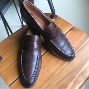 Santoni Brown Leather Loafers